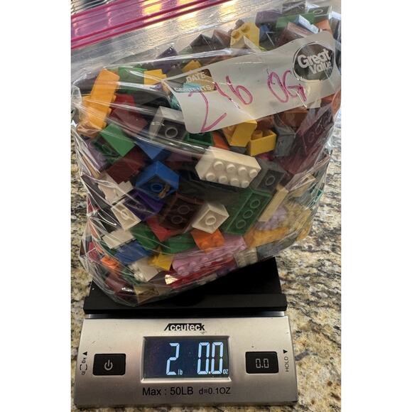 LEGO 2 Pounds Basic Bricks Blocks Sizes 2X lot mix colors 3001 3002 3006 3003 - Picture 1 of 6